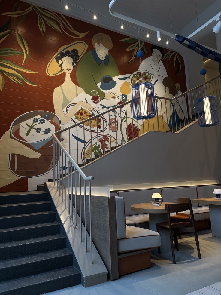Dining stories mural